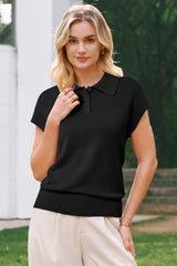 Arach&Cloz Women's Wool Blend Cap Sleeve Polo Sweater Vest(2026)