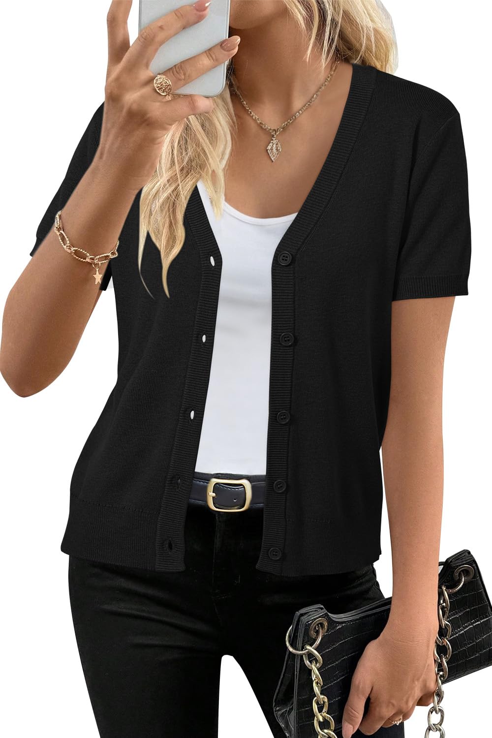 Arach&Cloz Wool-Blend Workday Cardigan — product image 10