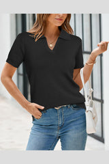 Women's Wool Blend Summer Fall Tops Polo Shirts