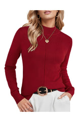 Wool Blend Sweaters Mock Neck Business Casual Outfits