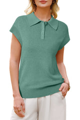 Arach&Cloz Women's Wool Blend Cap Sleeve Polo Sweater Vest(2026)