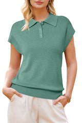 Arach&Cloz Women's Wool Blend Cap Sleeve Polo Sweater Vest(2026)