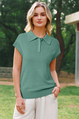 Arach&Cloz Women's Wool Blend Cap Sleeve Polo Sweater Vest(2026)