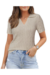 Women's Wool Blend Summer Fall Tops Polo Shirts