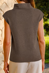 Arach&Cloz Wool Blend Mock Neck Sleeveless Sweater Shirt (2026)