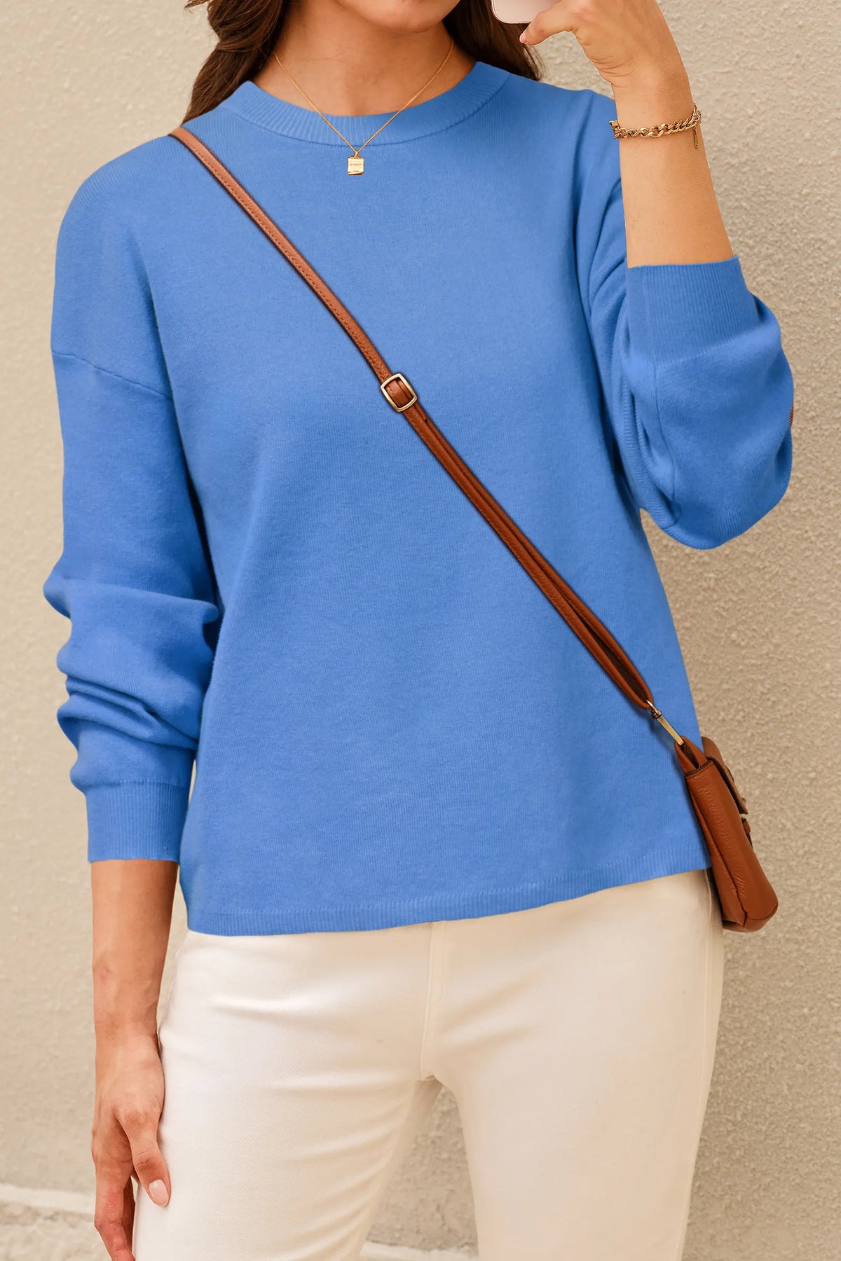 Arach&Cloz 100% Cotton Crew-Neck Relaxed-Fit Knit Top — product image 11