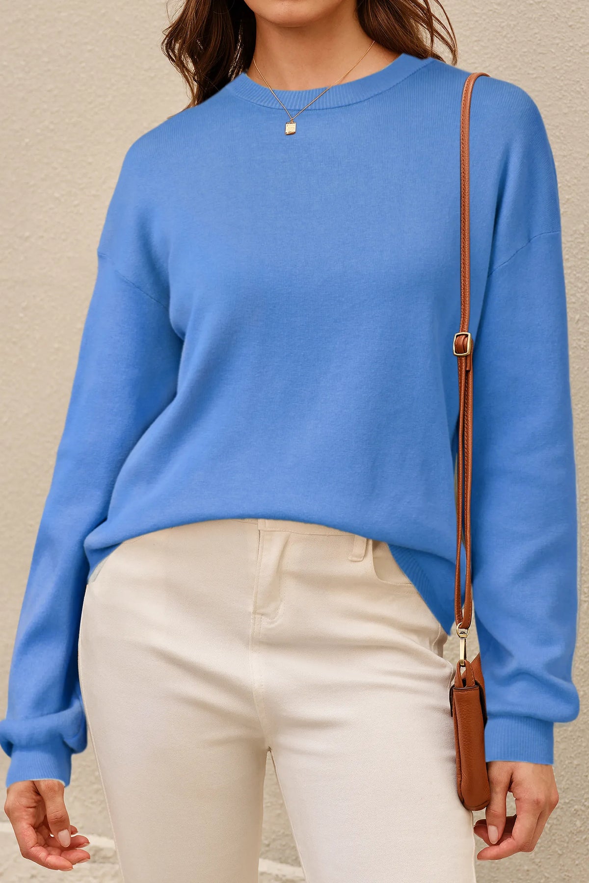 Arach&Cloz 100% Cotton Crew-Neck Relaxed-Fit Knit Top — product image 15