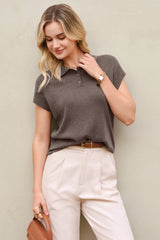 Arach&Cloz Women's Wool Blend Cap Sleeve Polo Sweater Vest(2026)