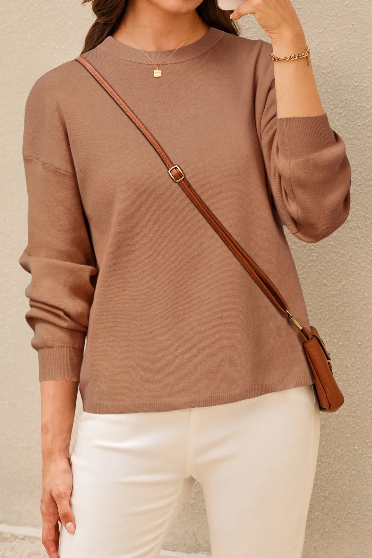 Arach&Cloz 100% Cotton Crew-Neck Relaxed-Fit Knit Top — product image 21