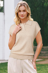 Arach&Cloz Women's Wool Blend Cap Sleeve Polo Sweater Vest(2026)