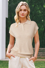 Arach&Cloz Women's Wool Blend Cap Sleeve Polo Sweater Vest(2026)