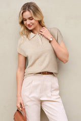 Arach&Cloz Women's Wool Blend Cap Sleeve Polo Sweater Vest(2026)