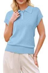 Arach&Cloz Women's Wool Blend Cap Sleeve Polo Sweater Vest(2026)