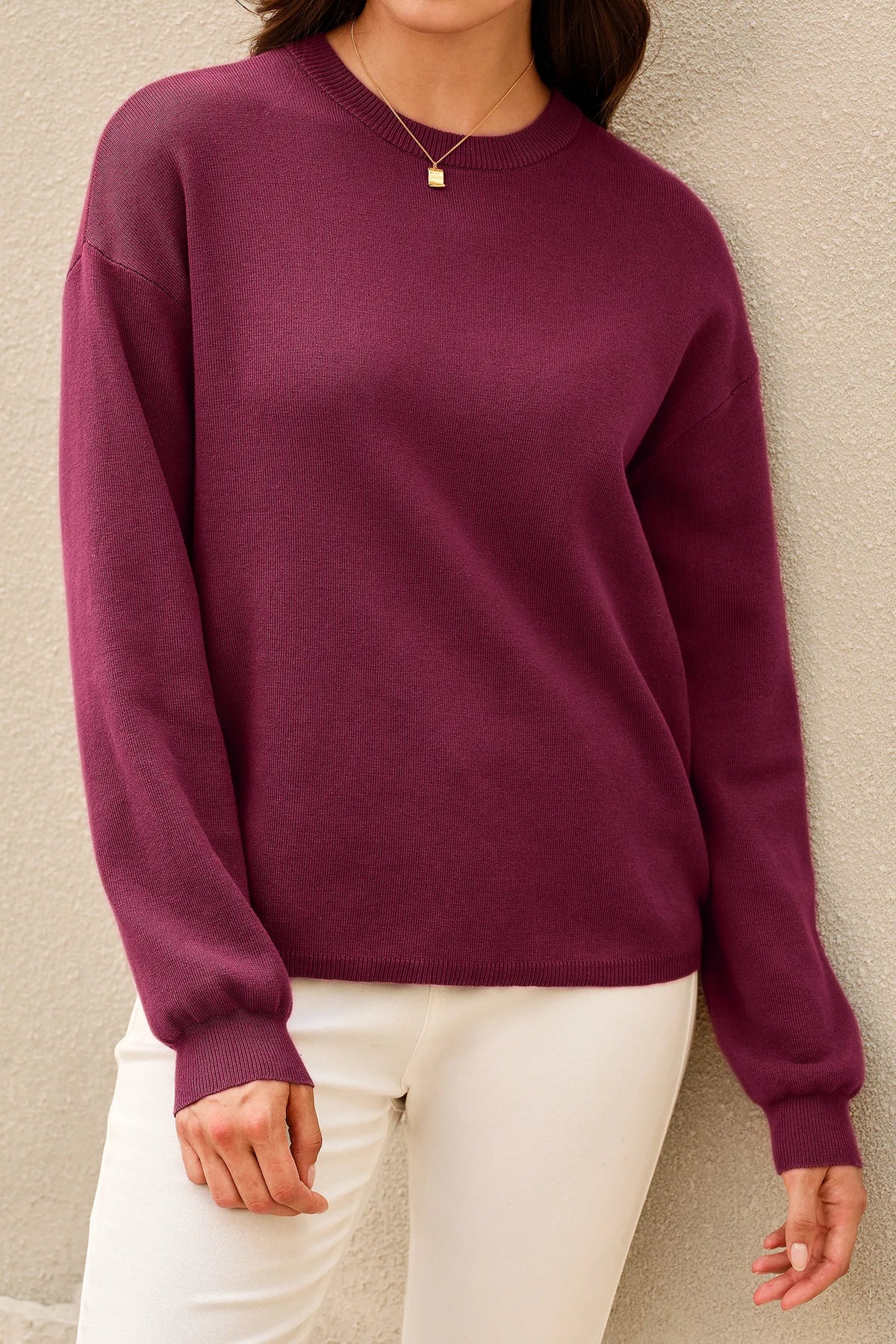 Arach&Cloz 100% Cotton Crew-Neck Relaxed-Fit Knit Top — product image 4