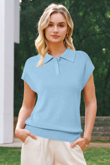 Arach&Cloz Women's Wool Blend Cap Sleeve Polo Sweater Vest(2026)
