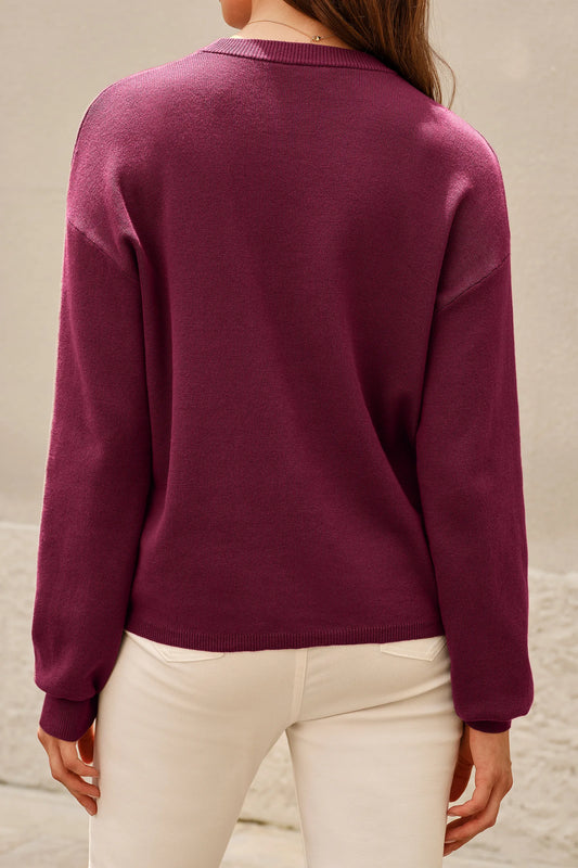100% Cotton Crew Neck Fall Casual Relaxed Fit Sweater Tops