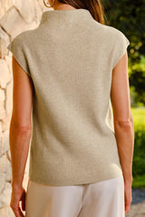 Arach&Cloz Wool Blend Mock Neck Sleeveless Sweater Shirt (2026)