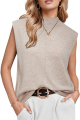 Women's Wool Blend Mock Neck Sweaters Vest