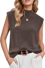 Women's Wool Blend Mock Neck Sweaters Vest