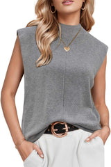Women's Wool Blend Mock Neck Sweaters Vest