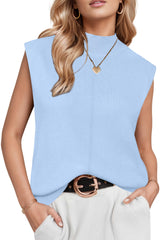 Women's Wool Blend Mock Neck Sweaters Vest