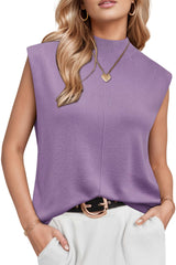 Women's Wool Blend Mock Neck Sweaters Vest