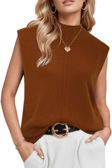 Women's Wool Blend Mock Neck Sweaters Vest