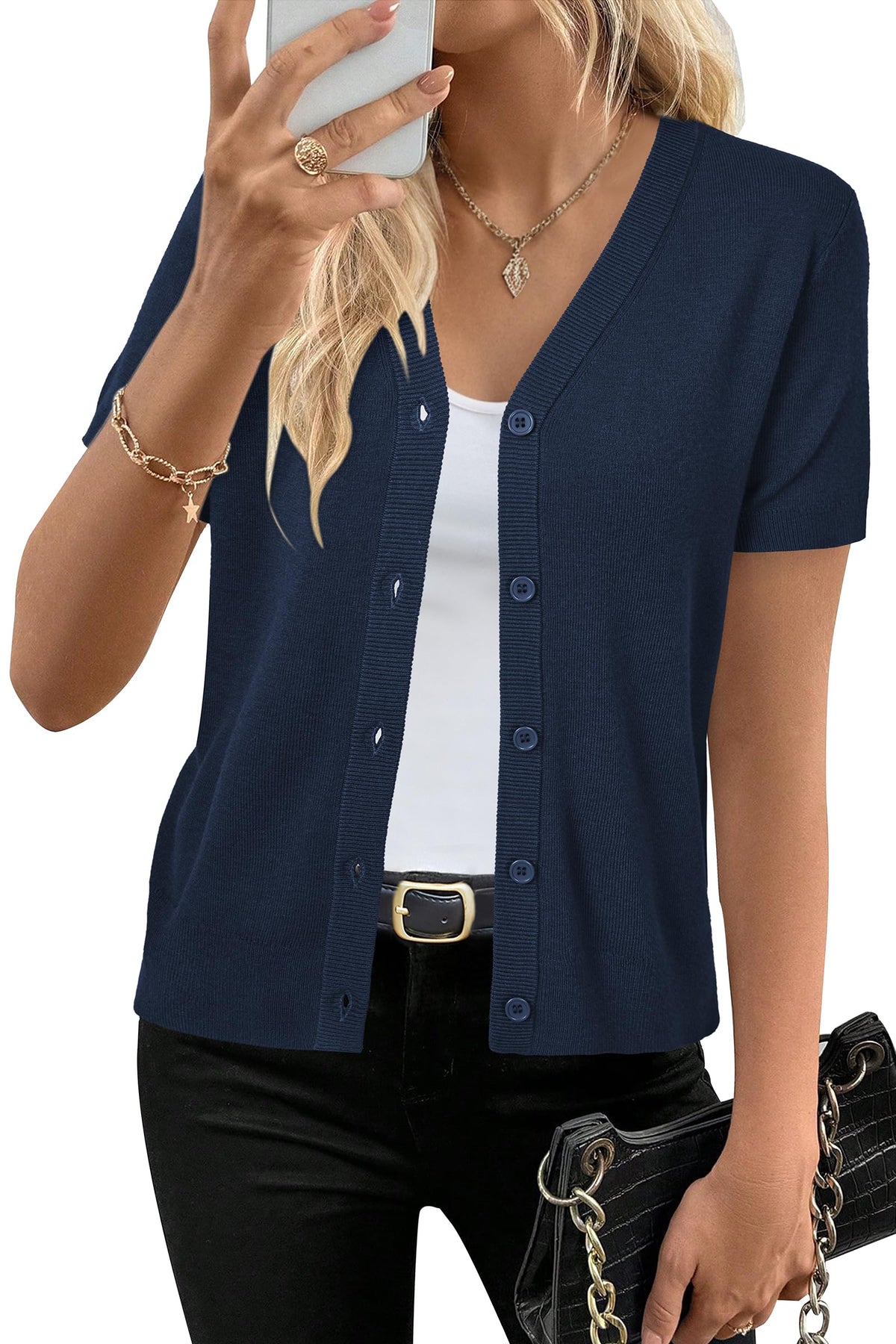 Arach&Cloz Wool-Blend Workday Cardigan — product image 4