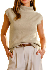 Arach&Cloz Wool Blend Mock Neck Sleeveless Sweater Shirt (2026)
