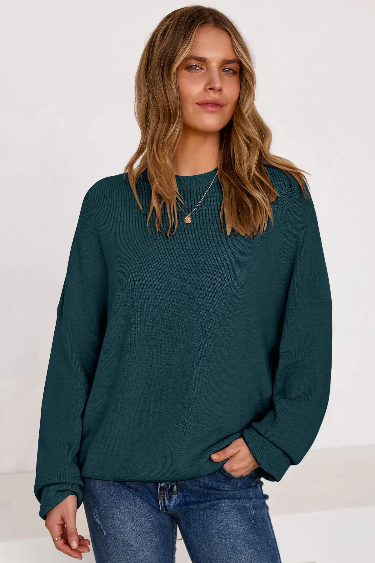 Arach&Cloz Wool-Blend Crew-Neck Oversized Pullover — product image 7
