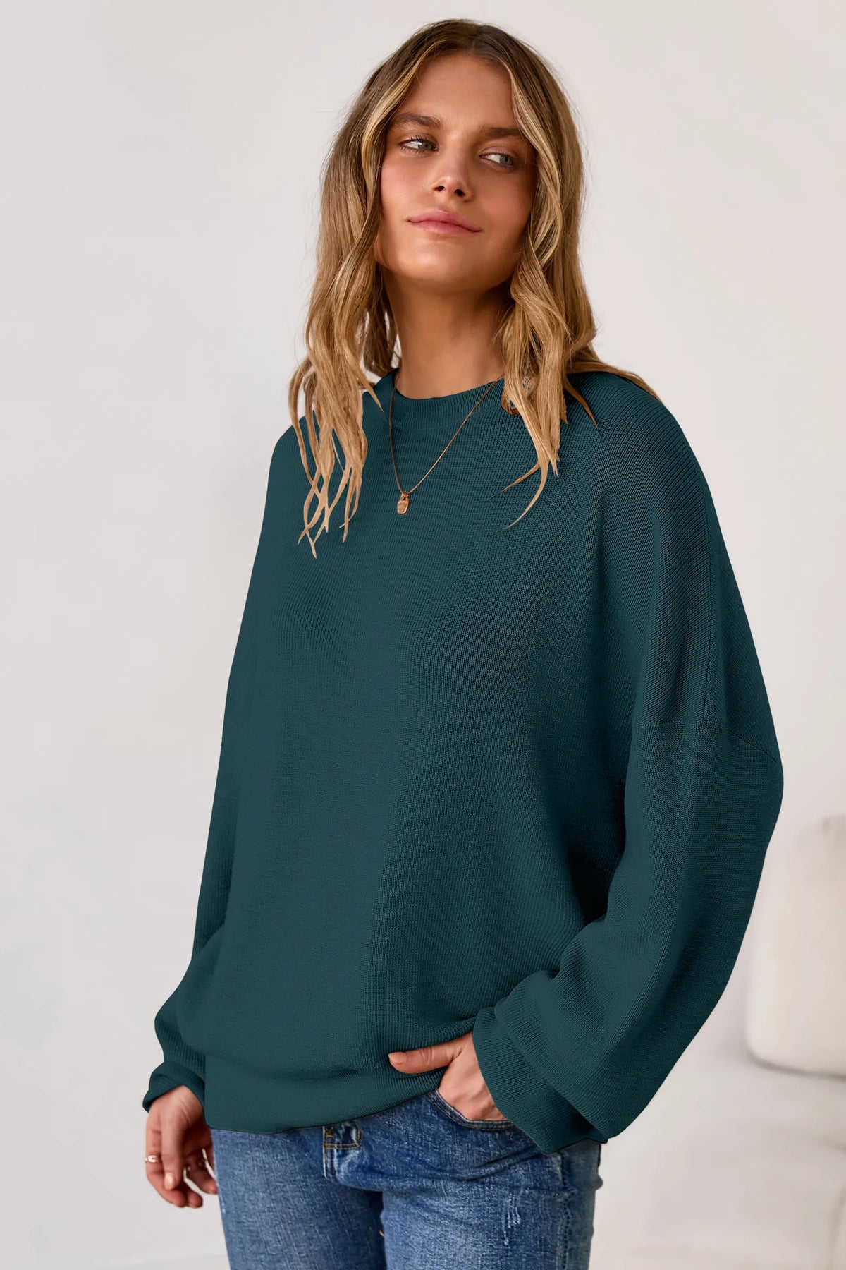 Arach&Cloz Wool-Blend Crew-Neck Oversized Pullover — product image 6