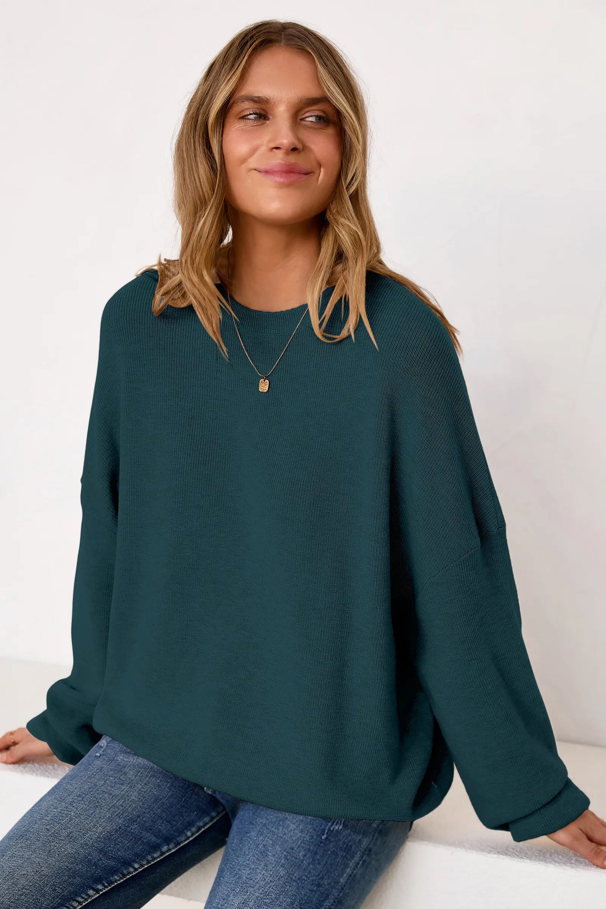 Arach&Cloz Wool-Blend Crew-Neck Oversized Pullover — product image 8