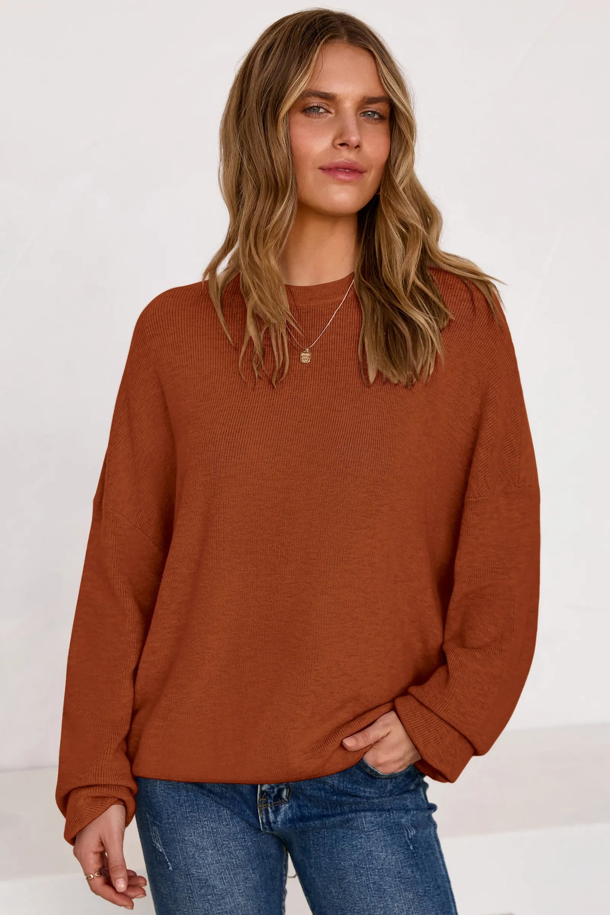 Arach&Cloz Wool-Blend Crew-Neck Oversized Pullover — product image 11